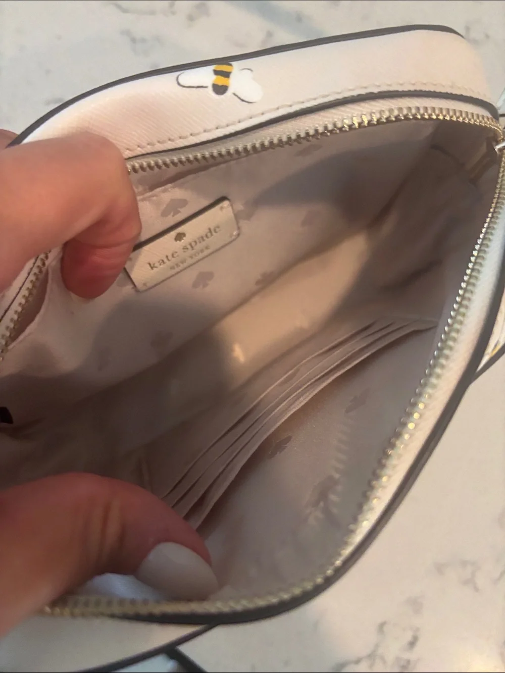 kate spade White Crossbody with Bee Print